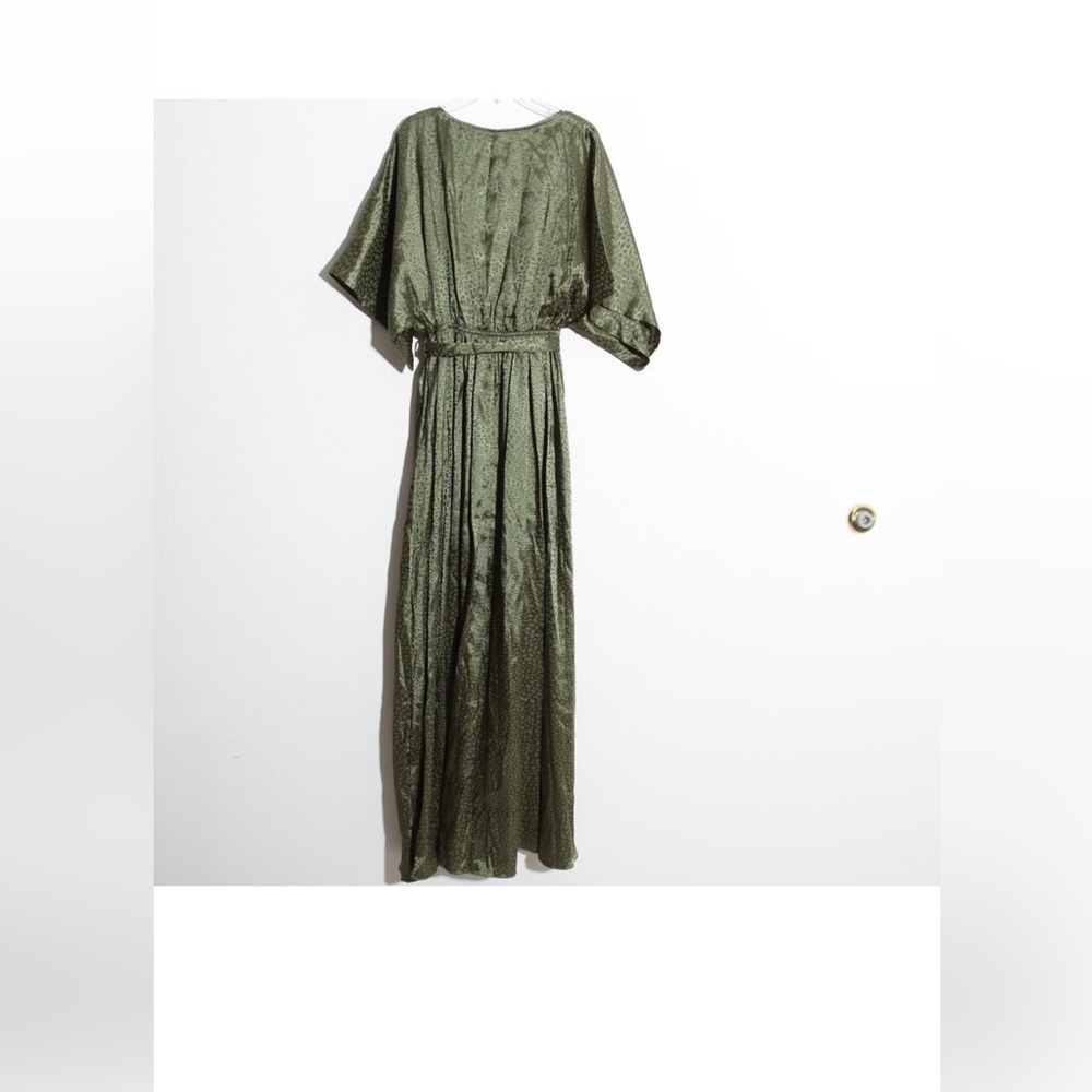 NWT Baltic Born Savannah Print Kimono Maxi Dress Green Waist Tie Surplice Large - Picture 3 of 7
